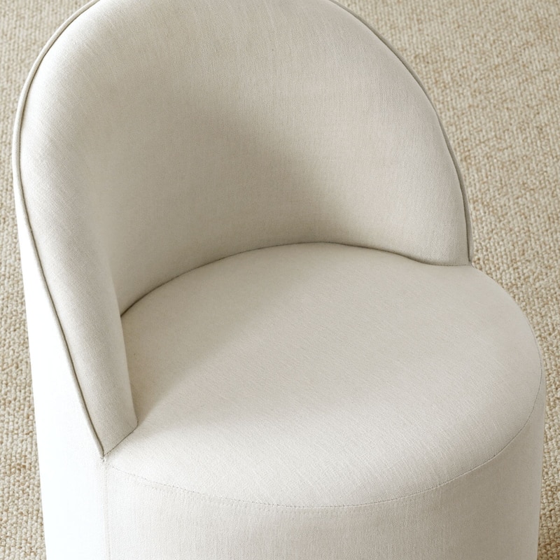 Linen Upholstered Dining Chair with Castors (Set of 2)