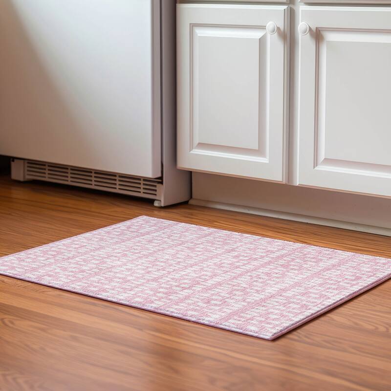 Premium Washable Super Soft Modern Imprints Mayfield Rug - Pink - 1'8" x 2'6"