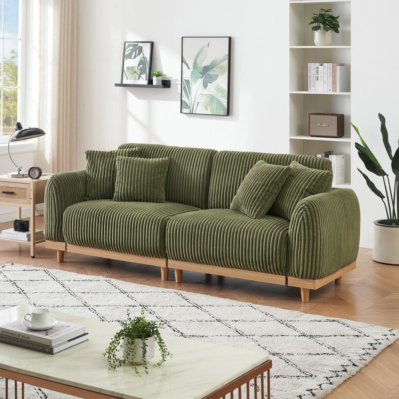 85" Corduroy Upholstered Three-Seat Sofa（New）