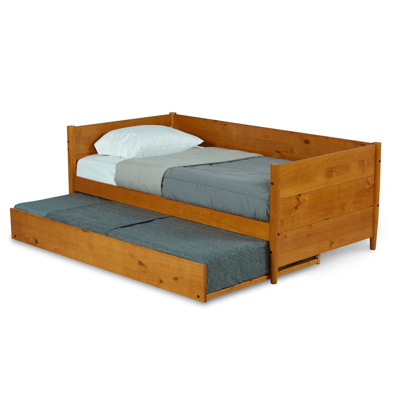 Mid-Century Modern Twin Size Day Bed with Twin Trundle