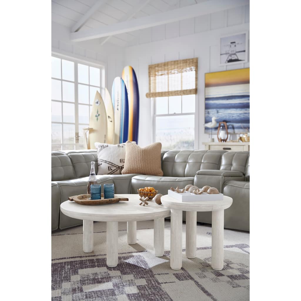Magnussen Home Sunset Cove Moonlight Pearl Nesting Cocktail Table with Casters - 38''W x 38''D x 16''H