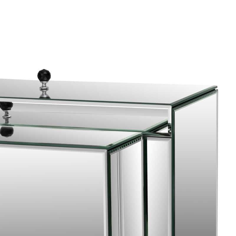 Mirrored 2-Drawer Nightstand with Modern Design