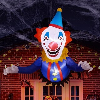 3.3 Ft Halloween Inflatable Clown Broke Out From Window Outdoor Decorations, Scary Blow Up Decor - 37.2 x 36 x 39.6 inches