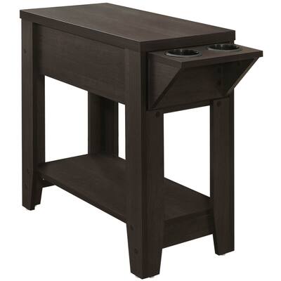 Offex Contemporary 23"H Accent Table - Cappuccino with a Glass Holder