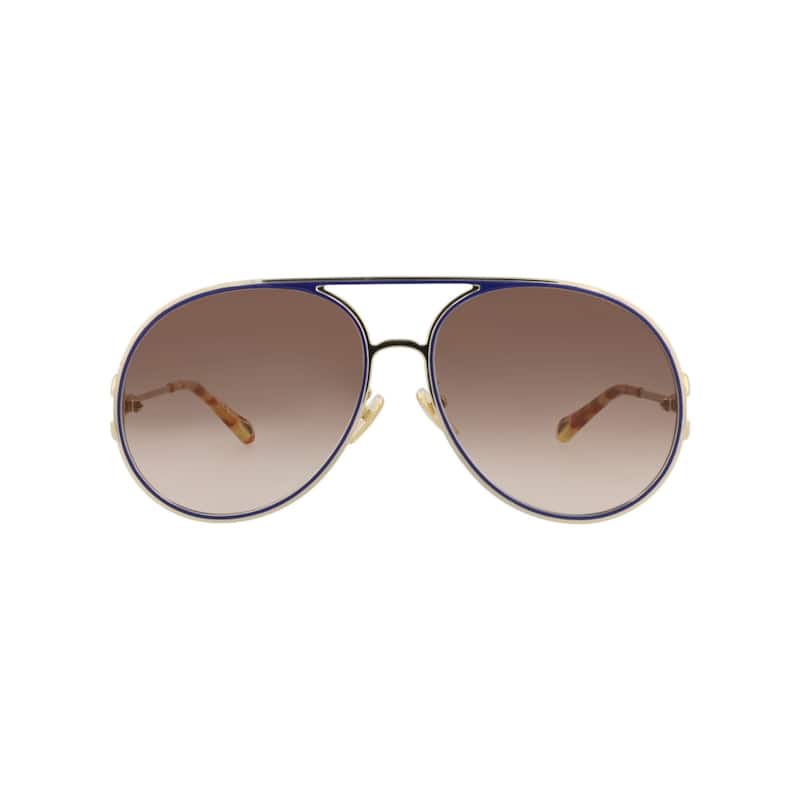 Chloé Aviator-Frame Metal Sunglasses - Gold Gold Brown - Multi - Brown Lens