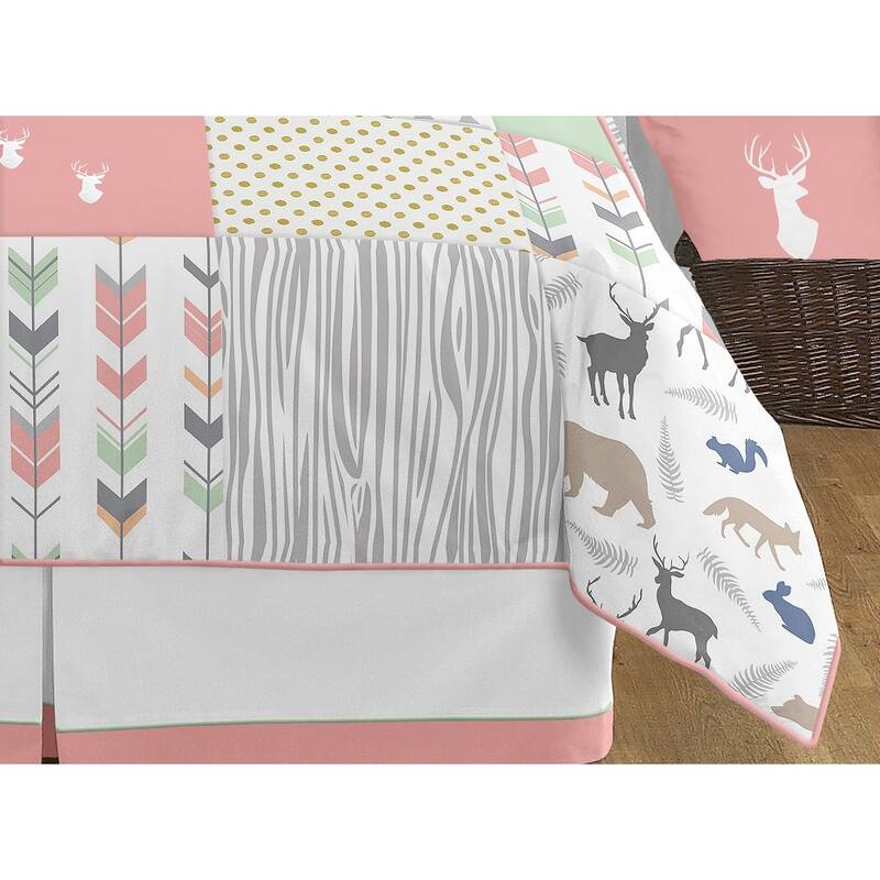 Sweet Jojo Designs Coral and Mint Woodsy Collection 3-piece Full/Queen Comforter Set