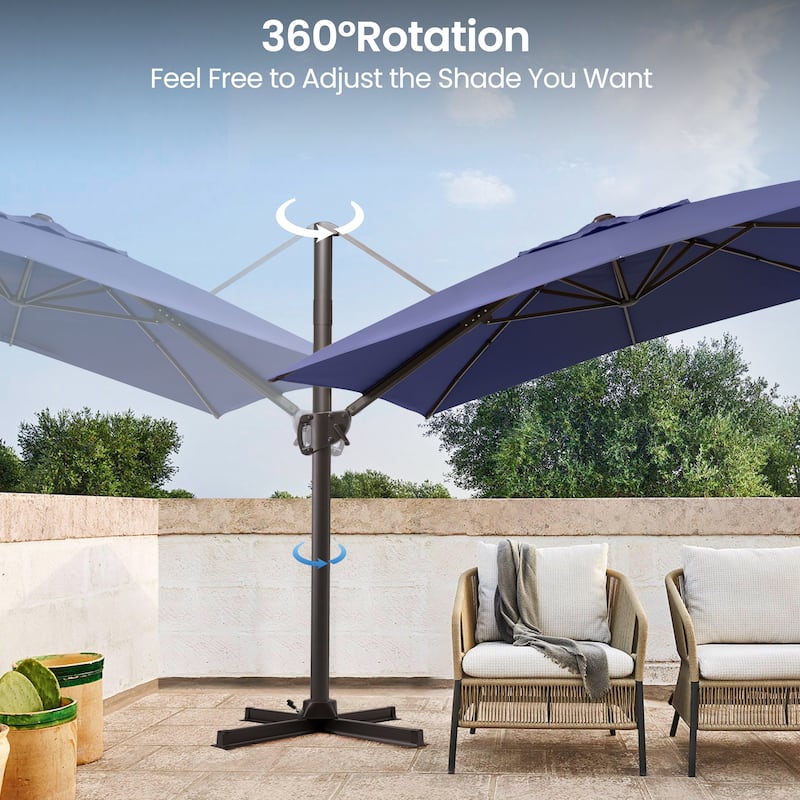Pellebant Outdoor Patio 9 FT x 12 FT Cantilever-Offset Umbrella with Base