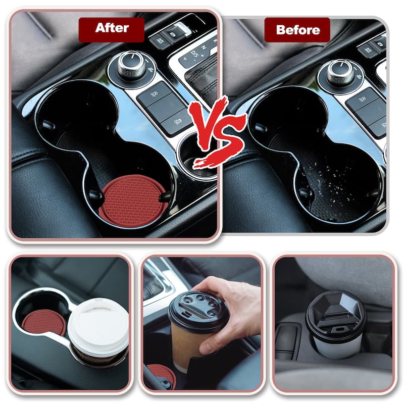 Car Cup Coasters PVC Car Cup Mats Non-Slip Universal Cup Holder - 2.76"