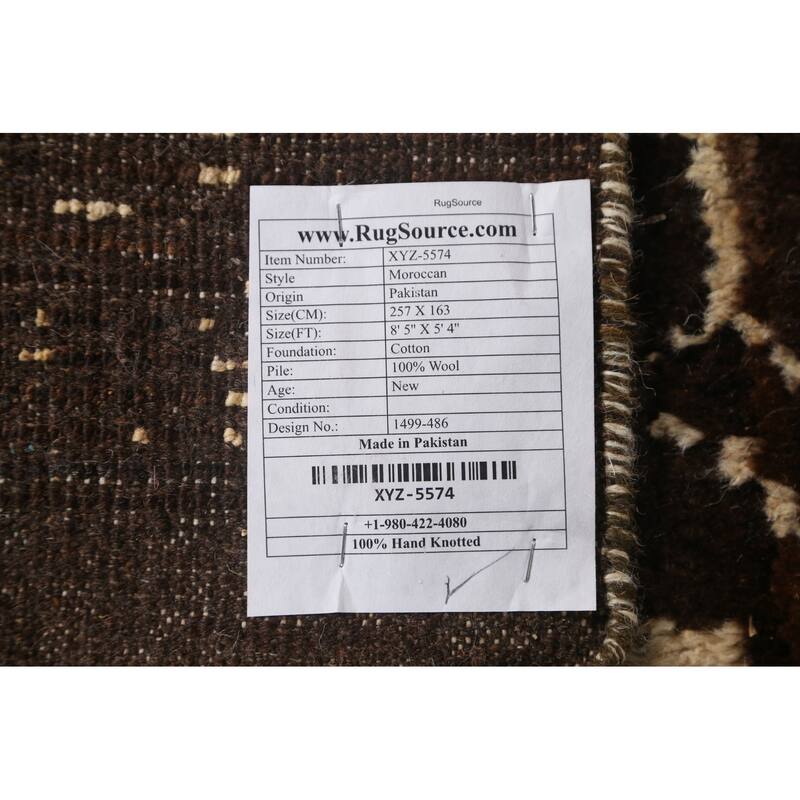 Tribal Moroccan Oriental Wool Area Rug Hand-knotted Office Carpet - 5'4" x 8'5"