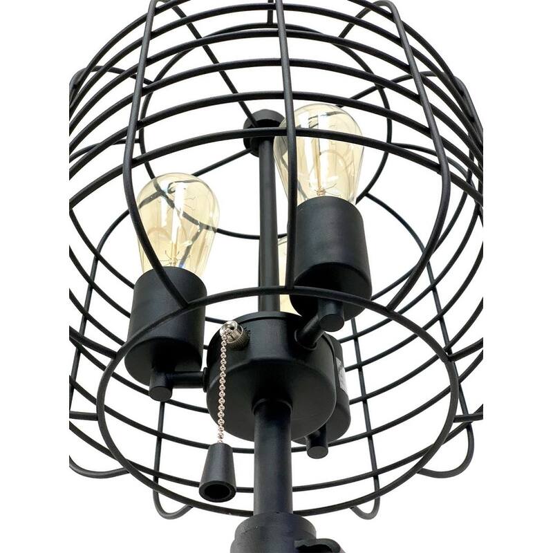 65"H black industrial wire cage floor lamp w/edison bulb