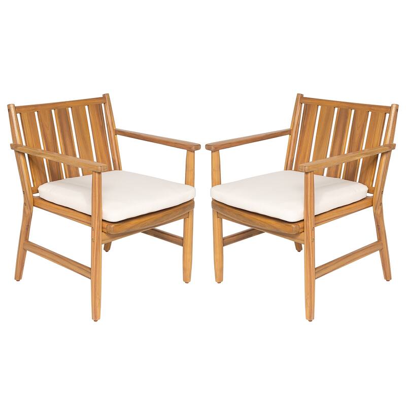 Christopher Knight Home - Modern Outdoor Acacia Wood Dining Chair Set with Weather-Resistant Frame (Set of 2)