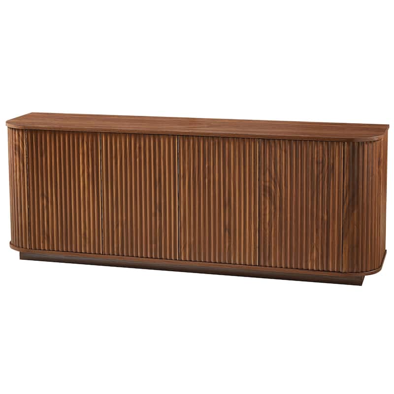Sideboard Storage Cabinet TV Stand with wave pattern Buffet Cabinet Wooden Vertical Striped Cabinet - 64''W x 15''D x 24''H