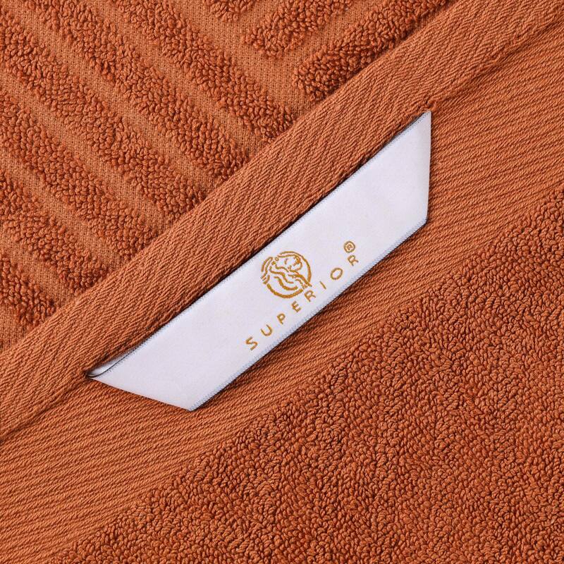 Superior Basketweave Egyptian Cotton Jacquard and Solid Bath Towel Set of 4