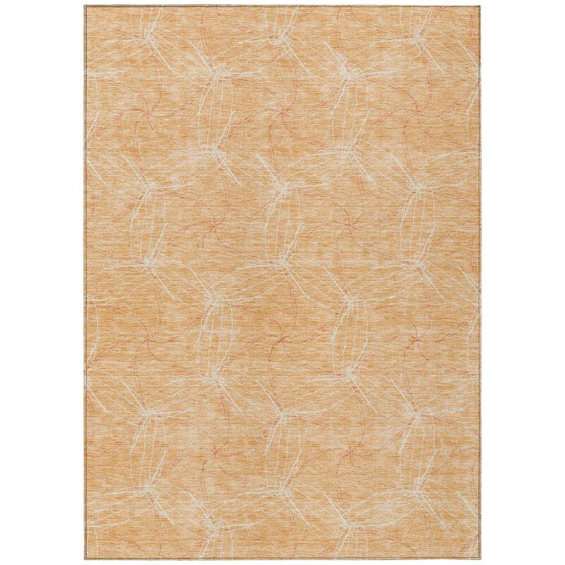 Machine Washable Indoor/ Outdoor Abstract Contemporary Chantille Rug