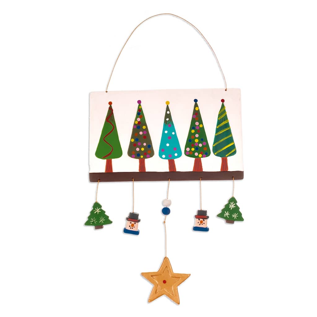 Novica Handmade Christmas In The Woods Ceramic Wall Art