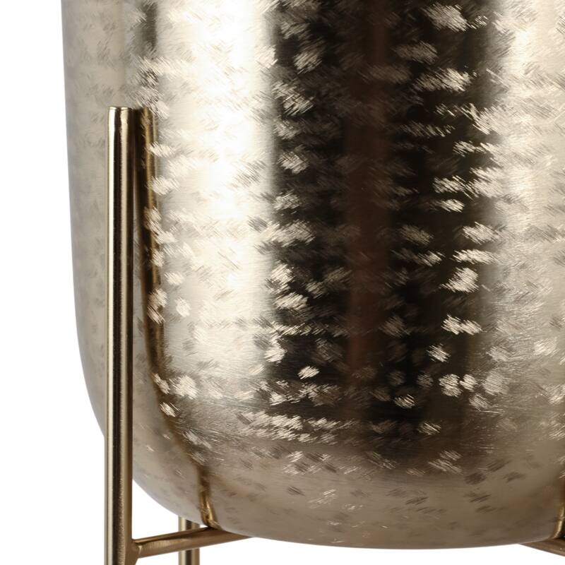 Metal Planters Hammered Design Modern Geometric Stands (Set of 3)