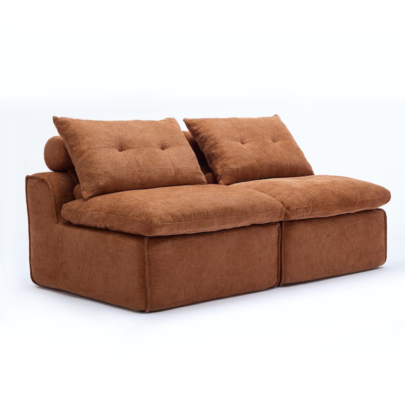 GDFStudio - Chenille Modular 2-Seater 66" Armless Lounge Loveseat Sofa