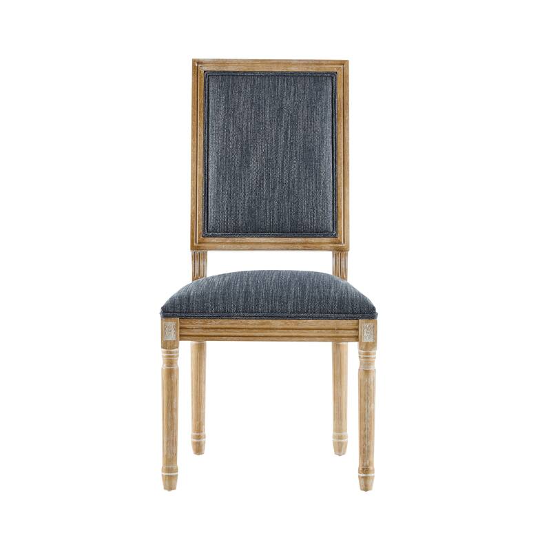 [Set of 2] French Country Dining Chairs - Elegant Cane Backrest & Upholstered Seats with Fluted Legs- Solid Rubberwood Frame