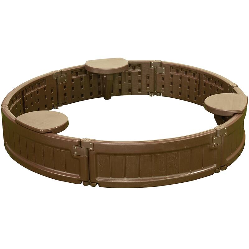 Modern Home 4ft Round All Weather Resistant Outdoor Sandbox Kit w/Cover, Durable All-Weather Circle Outdoor Play Box