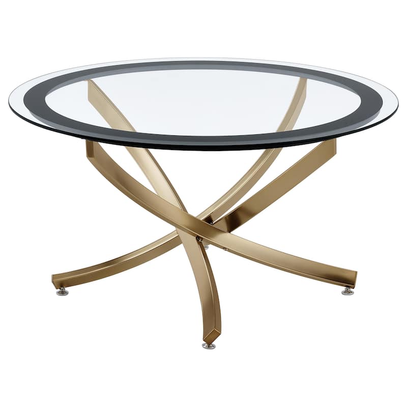 Brooke Round Glass Top Coffee Table Metal Base