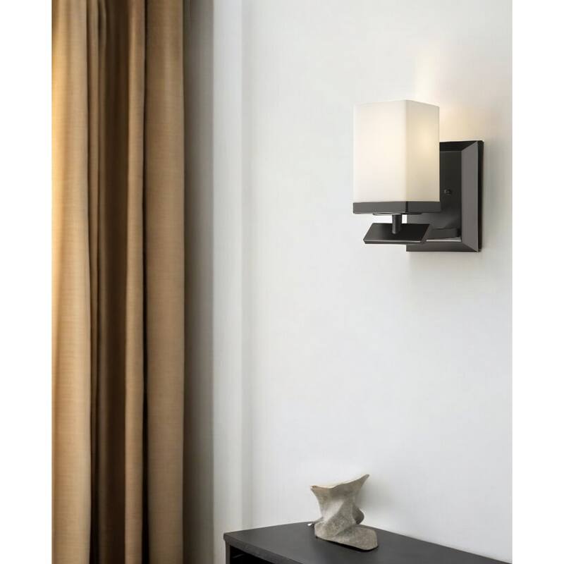 Bronze Flush Mount Wall 1 Light with Frosted White Glass Shade and Dimmable E26 Base for Bedroom or Entryway
