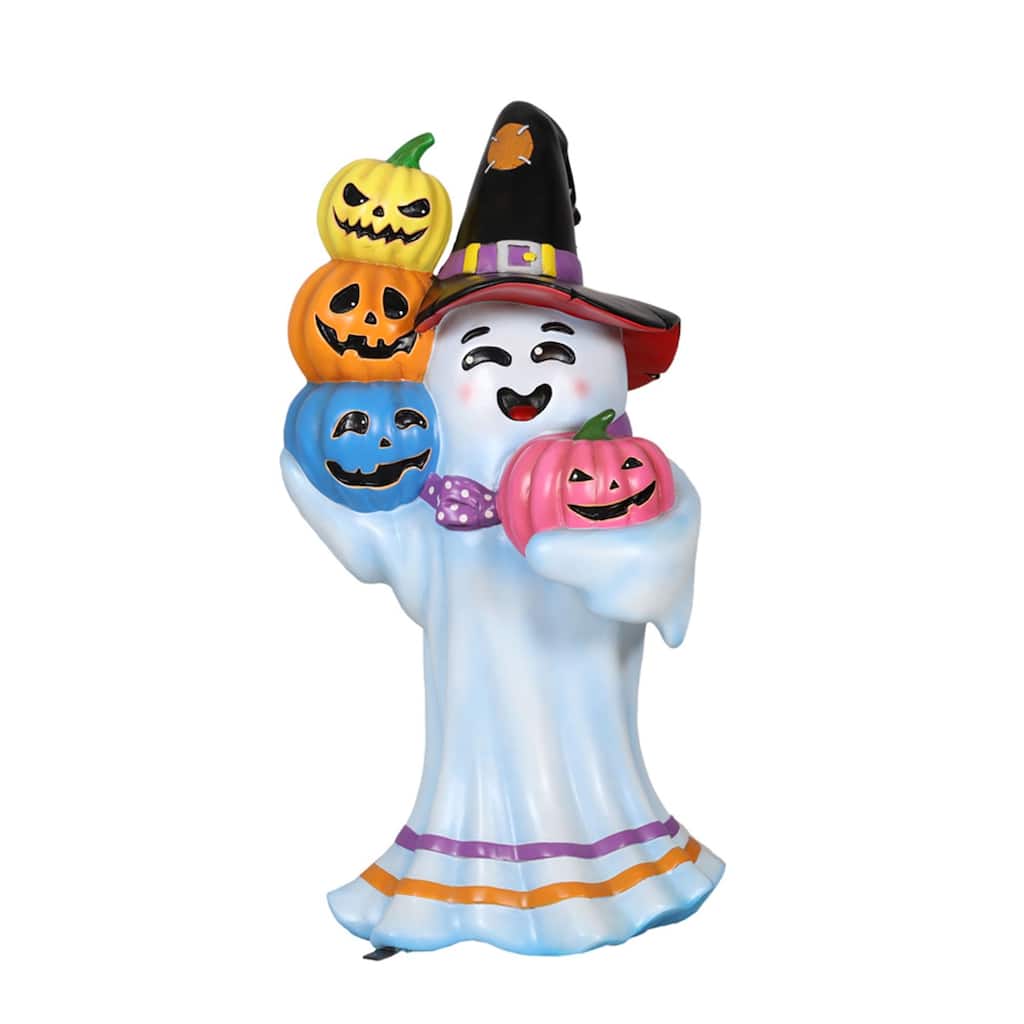 Witch Ghost Holding Pumpkins Outdoor Halloween Statue - 43"