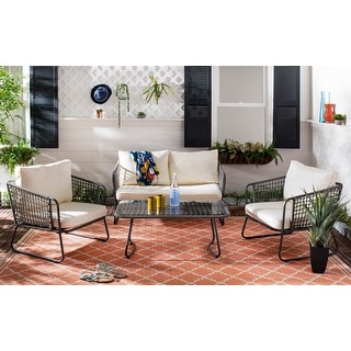 Shop 4 piece Outdoor Patio Chat Chair Wicker Conversation ... Shop 4 piece Outdoor Patio Chat Chair Wicker Conversation ... on Safavieh Ransin id=53199