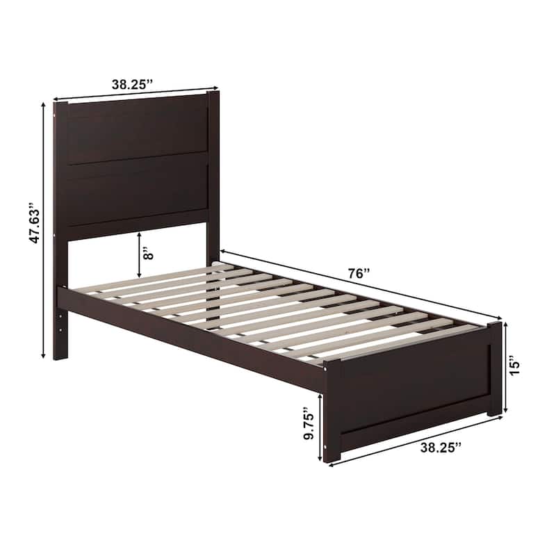 NoHo Twin Platform Bed with Footboard in Espresso