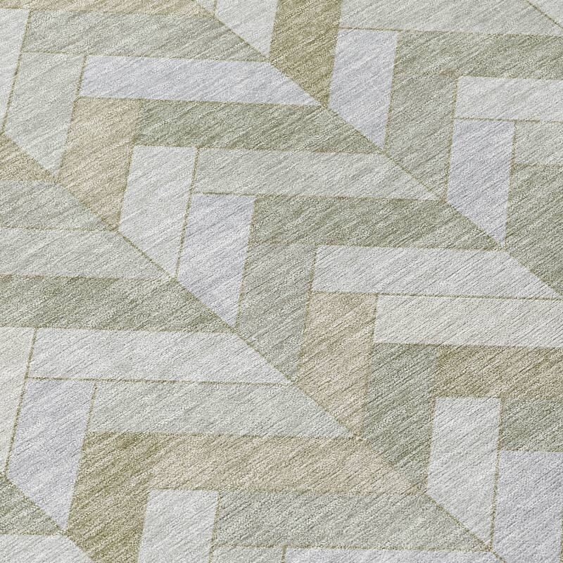 Machine Washable Indoor/ Outdoor Modern Chevron Chantille Rug