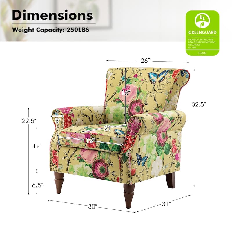 Nyctelius Traditional Polyester Accent Chair with Rolled Arms and Nailhead Trim by HULALA HOME