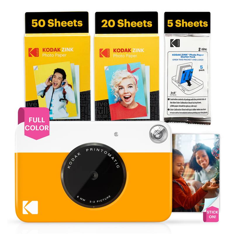 Kodak Printomatic 5MP Instant Print Camera & Zink Photo Paper (75 Sheets) Bundle - N/A
