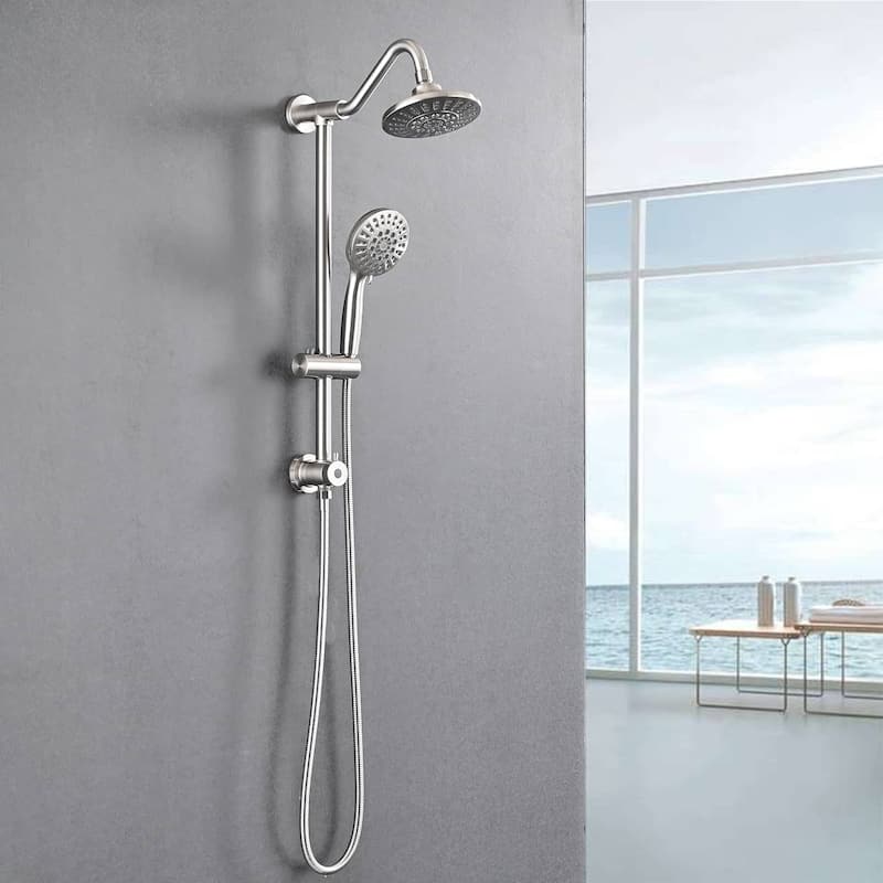 Wall Mounted Shower Faucet With Handheld Shower 6 Inch Rain Shower Head Combo Set Shower System With Slide Bar, NO VALVE