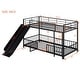 preview thumbnail 25 of 36, Unique Design Twin over Twin Size Metal Bunk Bed with Slide and Guardrails