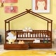 preview thumbnail 28 of 47, Wooden Twin Size House Bed with Roof, Guardrail and Drawers