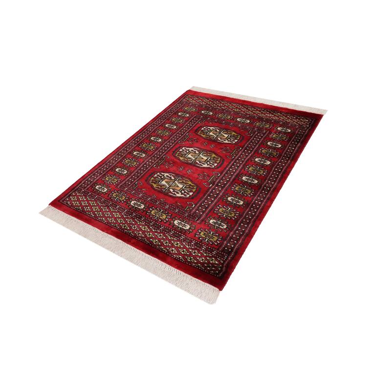 Rustic Bokhara Rivas Red/Beige Hand Knotted Wool Rug - 2'1'' x 3'0''