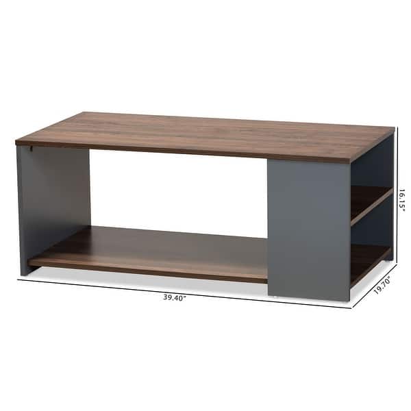 Thornton Two Tone Walnut Brown And Grey Wood Storage Coffee Table Overstock 32632828 Yaheetech lift top coffee table with hidden compartment & storage shelf, center tables for living room office reception room, rustic brown.