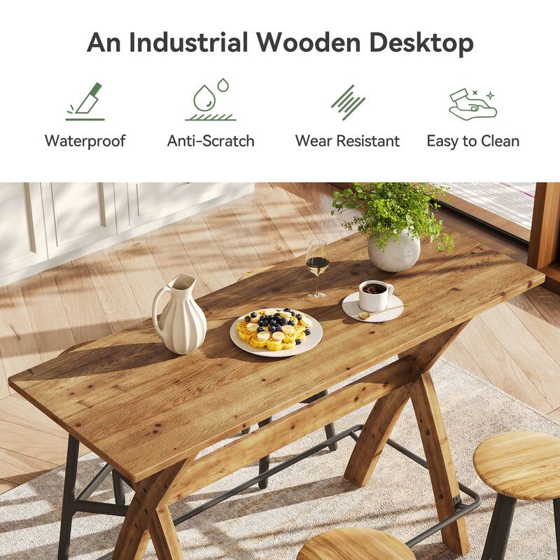 63" Solid Wood Bar Cocktail Coffee Pub Table