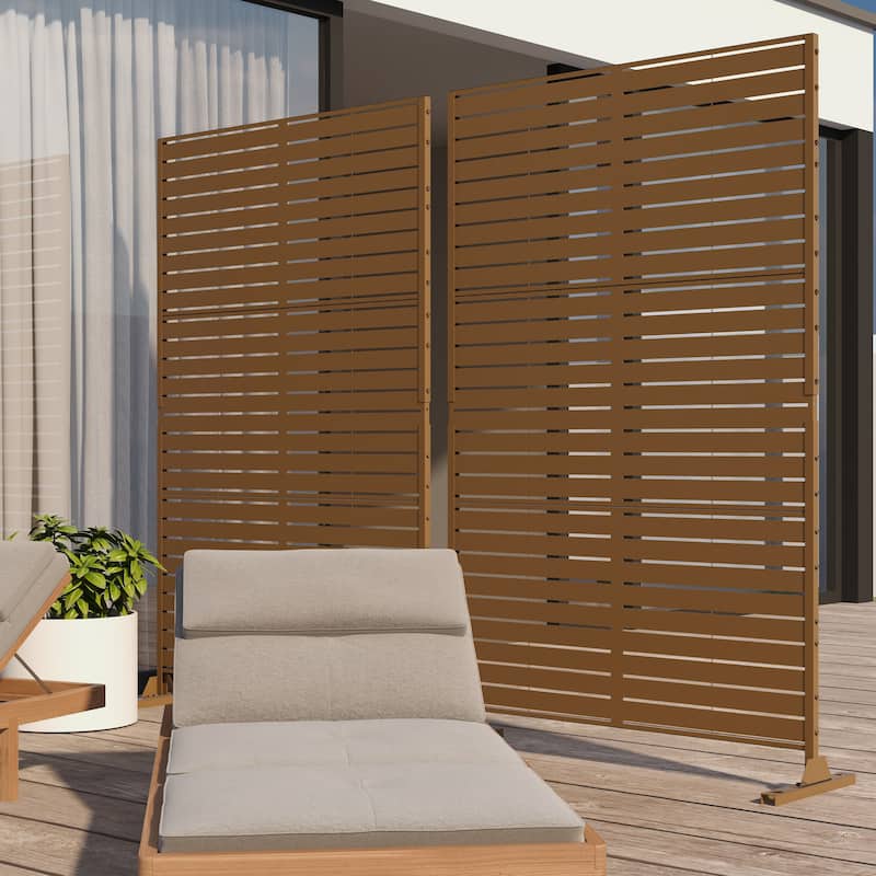 Outdoor 76''H Metal Privacy Screen Panel Free Standing