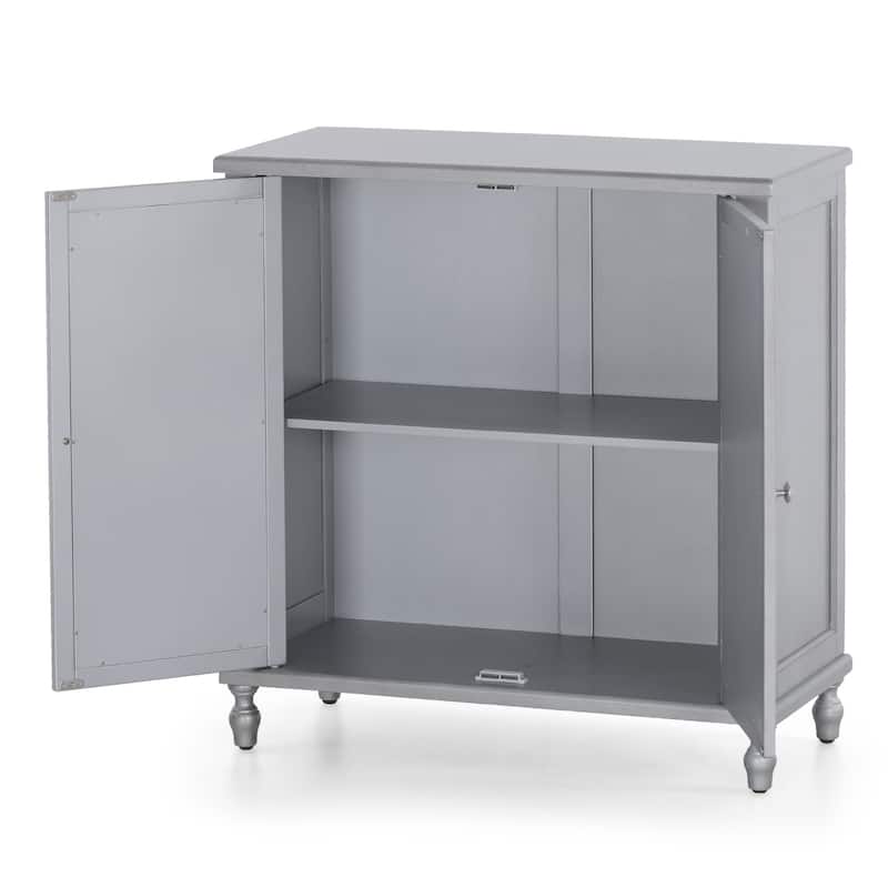 Sophia & William Silver 2-Door Fujimori Mirror Accent Storage Cabinet