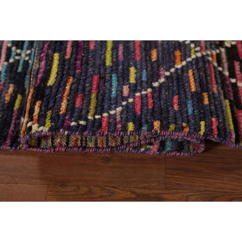 Colorful Trellis Moroccan Area Rug Hand-Knotted Wool Carpet - 6'1"x 9'3"