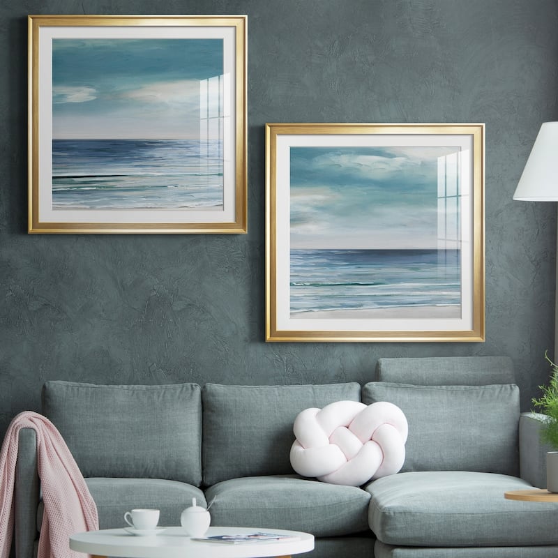 Blue Silver Shore I Premium Framed Print - Ready to Hang