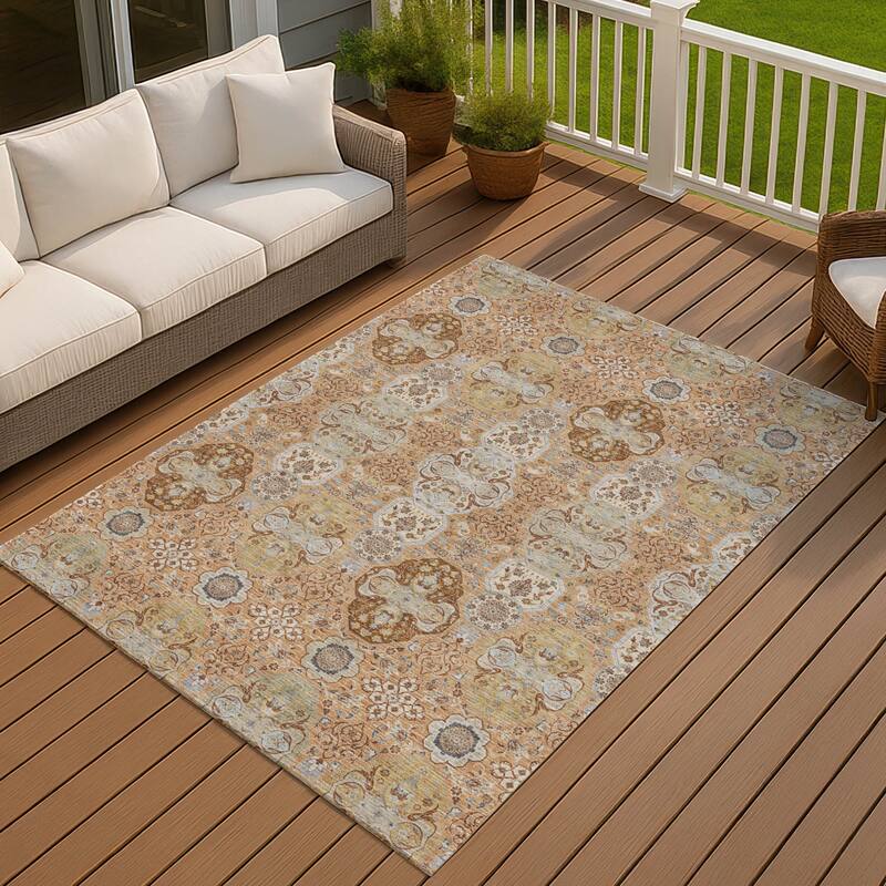 Machine Washable Indoor/ Outdoor Traditional Tracey Chantille Rug