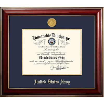 Patriot Frames Navy 8.5x11 Discharge Classic Frame with Gold Medallion