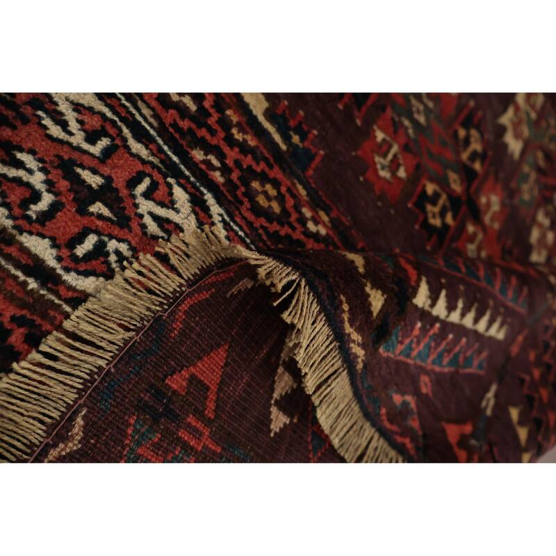 Hand Knotted Oriental 100% Wool Carpet Traditional Geometric Red Bokhara Area Rug - 9' 5'' X 5' 10''