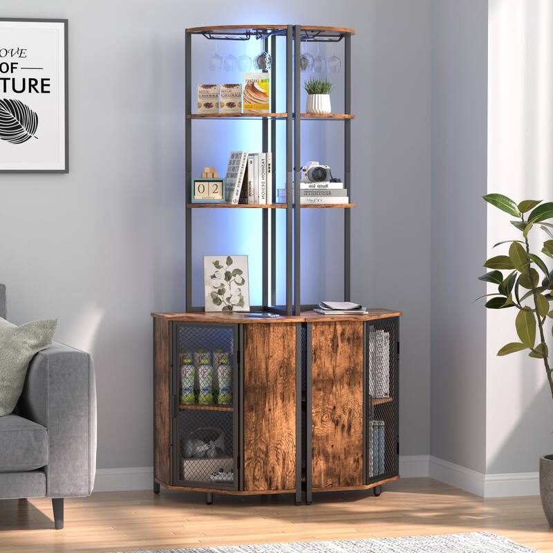 VECELO Tall Bookshelf 63.2"Large Bookcases Organizer with LED Lights Free-Standing Library Bookshelf with 5-Tier Storage Shelves