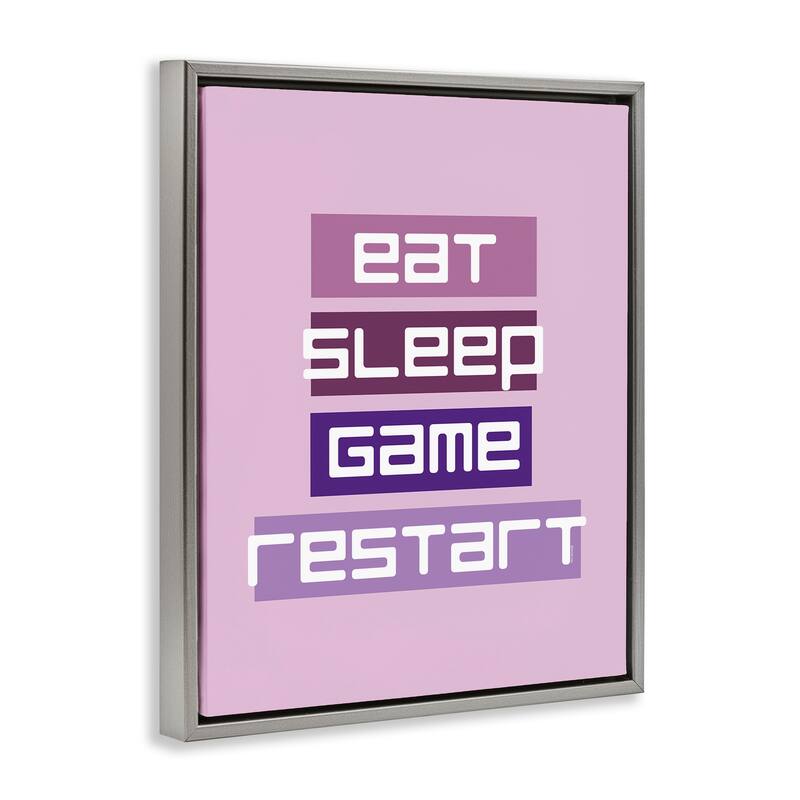 Stupell Eat Sleep Game Restart Framed Floater Canvas Wall Art Design By Yass Naffas Designs