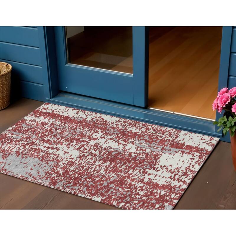 HomeRoots Abstract Transitional Rectangle Outdoor Rug - 3' x 5'