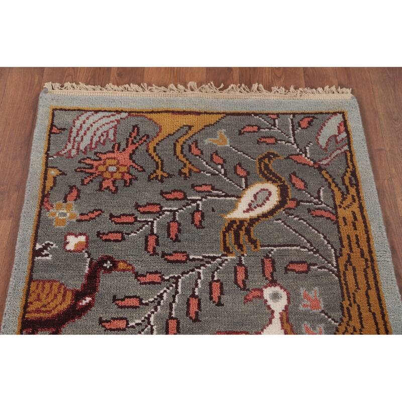 Animal Pictorial Ziegler Accent Rug Handmade Oriental Wool Carpet - 2'6"x 6'0"