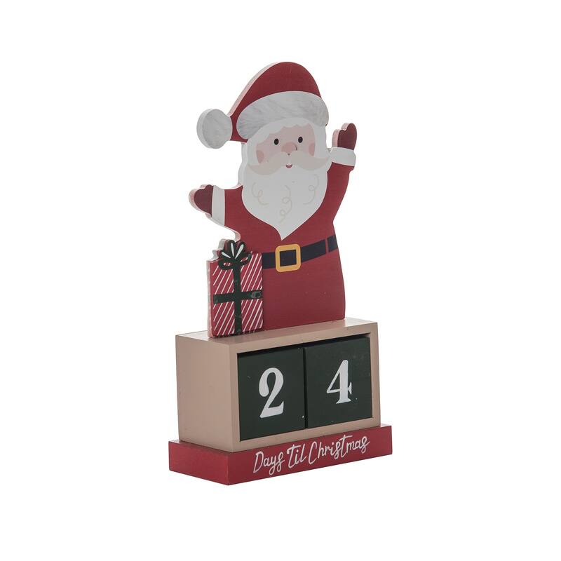 Transpac Wood 9.76 in. Multicolored Christmas Santa Block Countdown Set of 3 - Multi