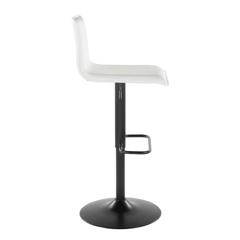 Porch & Den Mara Upholstered Adjustable Bar Stool with Rounded Rectangle Footrest (Set of 2)